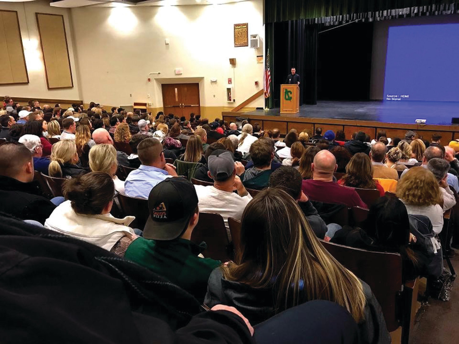 FULL HOUSE: Students and other members of the community filled Cranston High School East’s auditorium for Chris Herren’s presentation last week.